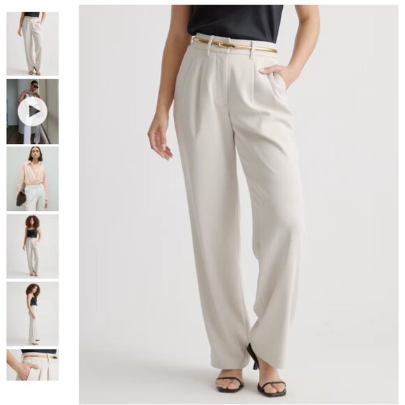 Quince Cream Wide Leg Pants - Picture 1 of 7